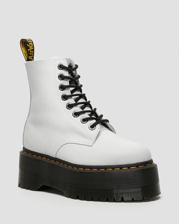 Dámské Boty na Platformy Dr Martens 1460 Pascal Max Læder Bílé | CZ 549PJJ